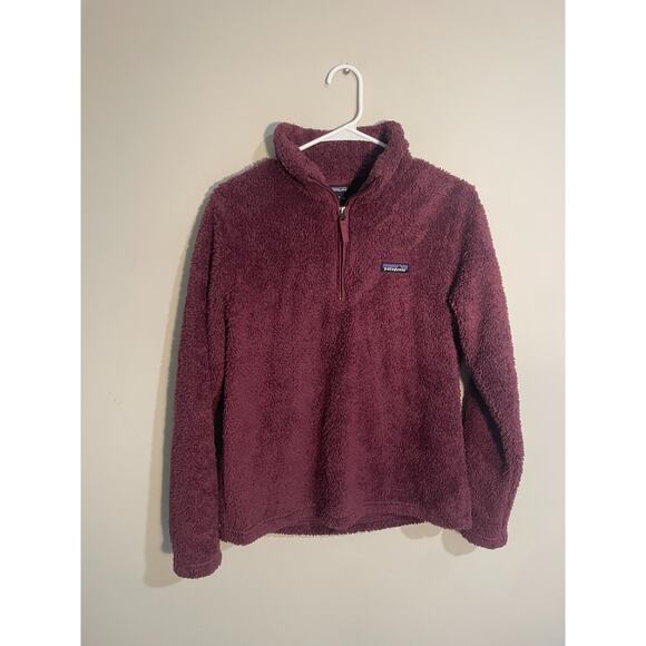 Patagonia Jacket Womens Large Los Gatos 1/4 Zip Pullover Fleece Sherpa Maroon - Picture 1 of 9